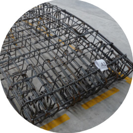 Prefabricated rebar cages at Ingetek's facility